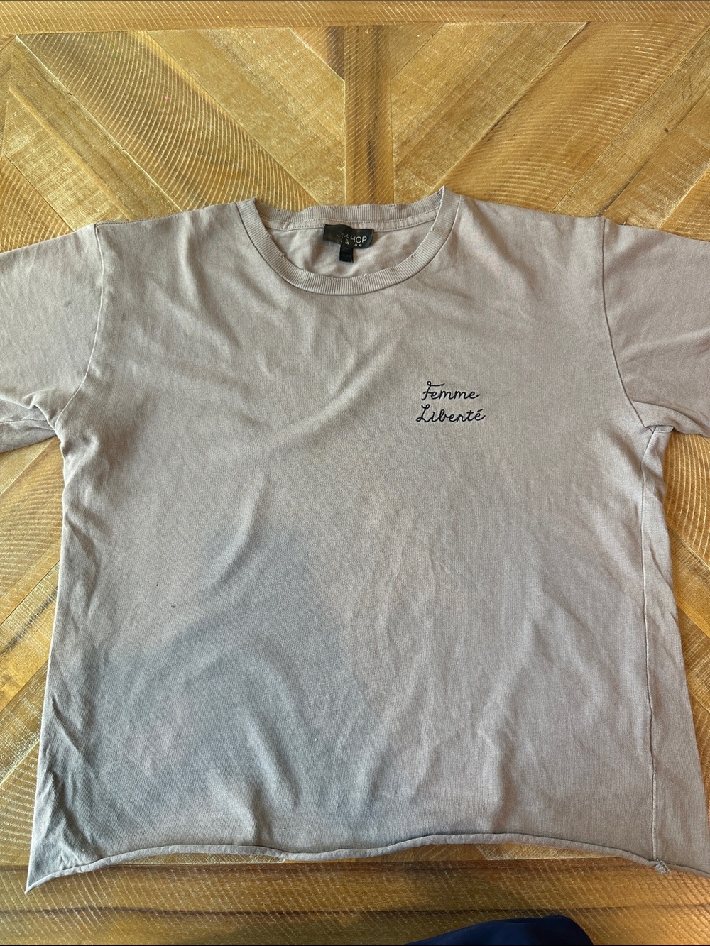 Topshop Taupe 'Femme Liberté' Crewneck Tee